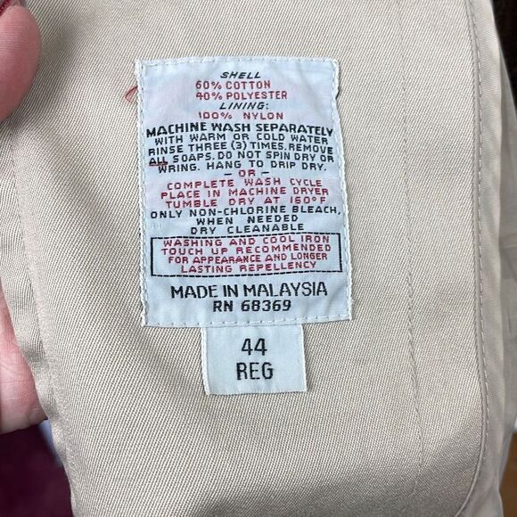 Vintage London Towne Men's Khaki Long Sleeve All-Weather Trench Coat Size 44 - Picture 5 of 16